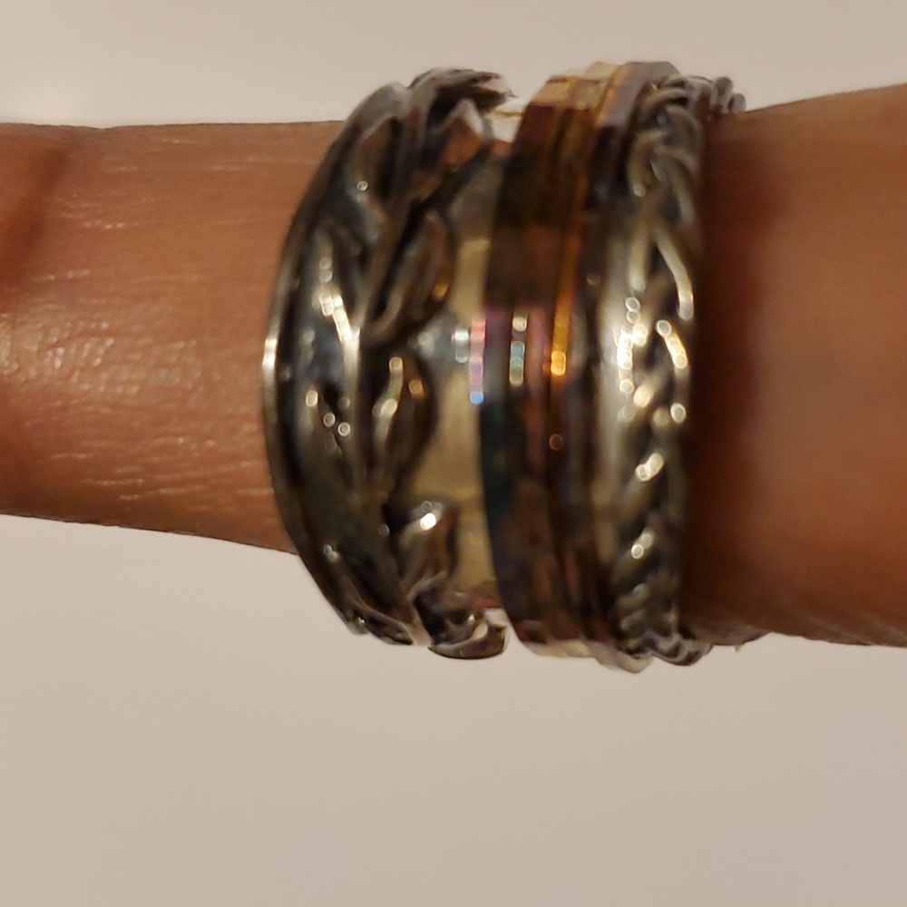 Or Paz Silver Ring with Gold and Amber Highlights - Picture 2 of 6